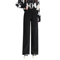 JEANSWEST 真维斯 女士灯芯绒阔腿长裤 JY-14-251681-038QJ 黑色 L