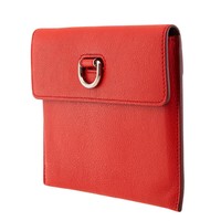 BURBERRY 博柏利 Burberry Bright Red D-ring Leather Pouch with Zip Coin Case