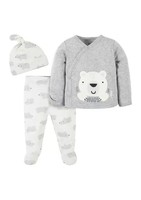Gerber 嘉宝 Baby Boys 3 Piece Polar Bear Sweatshirt and Pants Set