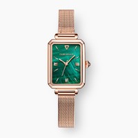 马克华菲 FAIRWHALE）小绿表手表女时尚防水满天星石英女表运动学生方形表情人节礼物 方形-钢带绿表