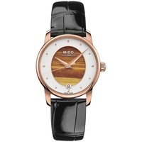 MIDO 美度 Women's Swiss Automatic Baroncelli Black Leather Strap Watch 33mm