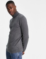 NEW LOOK Look roll neck knitted jumper in dark grey