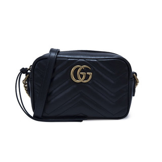 GUCCI 古驰 GG Marmont系列 女士绗缝迷你手袋 448065 DTD1T 1000 黑色