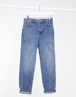 TOPSHOP Topshop mom recycled cotton blend jeans in mid wash blue