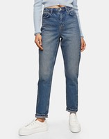 TOPSHOP Topshop mom jeans in mid wash blue