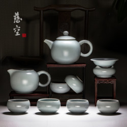 省85 5元 茶壶茶杯 慈空汝窑茶具套装开片汝瓷整套功夫茶壶茶杯公道杯家用礼品茶器套组如意10头天青色汝窑套组多少钱 什么值得买 省85 5元 茶壶茶杯 慈空汝窑茶具套装开片汝瓷整套功夫茶壶茶杯公道杯家用礼品茶器套组如意10头天青色汝窑套组多少钱 什么值得买