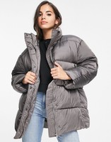 asos ASOS DESIGN luxe oversized puffer jacket in charcoal