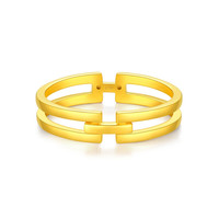 CHOW TAI FOOK 周大福 F224376 女士几何足金戒指 18号 1.25g