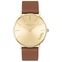 COACH 蔻驰 Women's Perry Saddle Leather Strap Watch 36mm