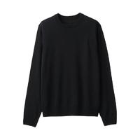 MUJI 無印良品 女士圆领毛衣 BAC01A1A 黑色 M