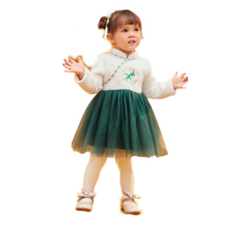 Mini Balabala 迷你巴拉巴拉 ZA0E111211006 女童连衣裙 奶白 90cm