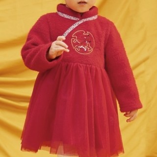 Mini Balabala 迷你巴拉巴拉 ZA0E111211006 女童连衣裙 中国红 80cm
