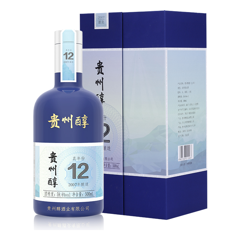 贵州醇 12年真年份 2007年 59.6%vol 浓香型白酒 500ml*4瓶 整箱装