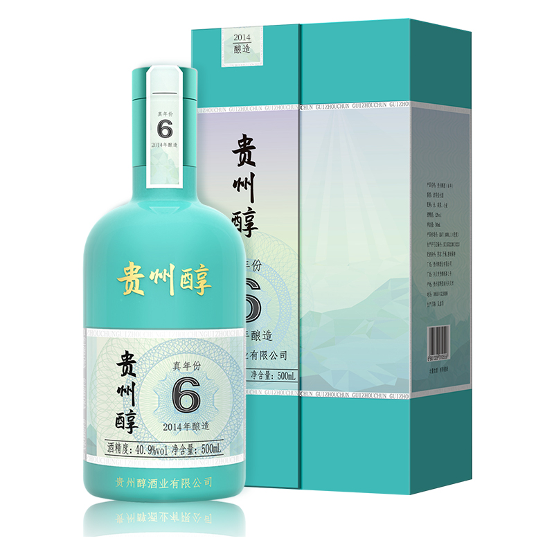 贵州醇 6年真年份 2014年 40.9%vol 浓香型白酒 500ml*4瓶 礼盒装