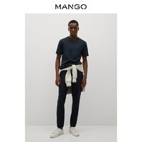 MANGO 芒果 男装T恤2021秋冬新款基本款棉质短袖V领休闲百搭T恤