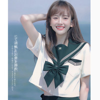 胡桃木jk 松沢高 水手服上衣 墨绿奶白