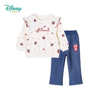 Disney baby Disney 迪士尼 女童米妮小飞袖套装 211T1211 杏色 4岁/身高110cm