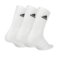 adidas 阿迪达斯 CUSH CRW 中性运动袜 DZ9356 白色 L 3双装