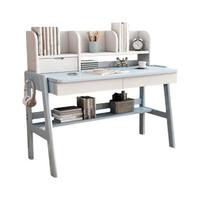 聚林鸟 实木书桌+升降椅 蓝白色 1m