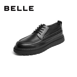 BeLLE 百丽 男鞋商场同款牛皮厚底商务休闲皮鞋6YQ01CM0 黑色 40