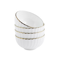 京东京造 白月光-鎏金骨瓷系列 4.5英寸陶瓷碗 4只