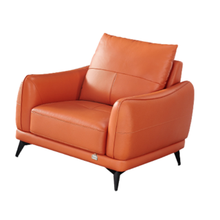 102558-2 极简真皮沙发 单人位 橙色