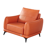 家装季：QuanU 全友 102558-2 极简真皮沙发 单人位 橙色