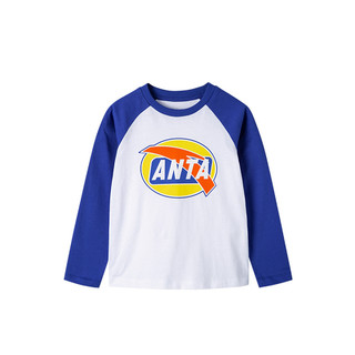 ANTA 安踏 A35039104-4 男童长袖针织衫 纯净白/旋风蓝 120cm