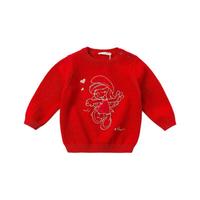 DAVE&BELLA 戴维贝拉 DBM17470 女童毛衣 蓝精灵IP款 红色 73cm