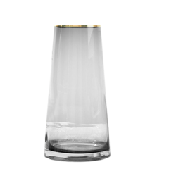墨斗魚 0401 T型玻璃花瓶 金+煙灰色 22cm