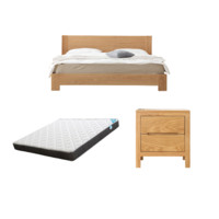原始原素 A3011+A3021++C8209 哥德堡实木床+床头柜+床垫 原木色 120*190cm 矮铺款