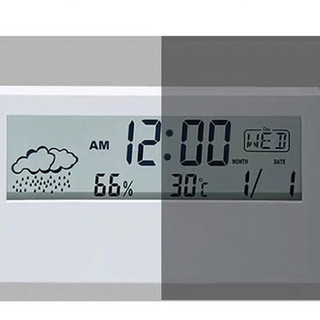 多功能LCD时钟电子台钟 白色透明款