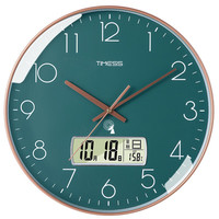 TIMESS P27 电波万年历挂钟 孔雀绿 30cm