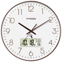 TIMESS P27 电波万年历挂钟 咖啡色 35cm