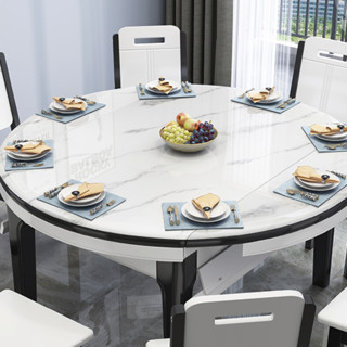 初屋 813 岩板餐桌 黑白色 1.2m 雪山白岩板款
