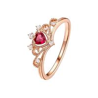 LUKFOOK JEWELLERY 六福珠宝 璀璨红宝系列 cMDSKR0032R 女士皇冠18K玫瑰金钻石宝石戒指