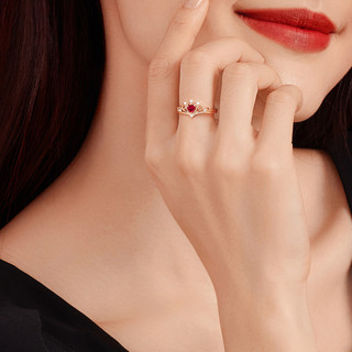 LUKFOOK JEWELLERY 六福珠宝 璀璨红宝系列 cMDSKR0032R 女士皇冠18K玫瑰金钻石宝石戒指