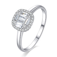 SEAZA 喜钻 情人节礼物18K金共25分钻石女戒群镶梯方钻方形钻石戒指女