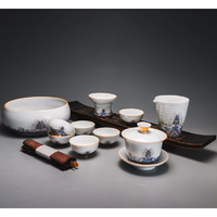 PLUS会员：容山堂 金丝珐琅彩海浪纹茶具套装 陶瓷盖碗主人杯茶洗礼盒装 送礼佳选