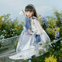 十三余 小豆蔻儿 疏篱 国风印花不规则假两件连衣裙 SYS143037