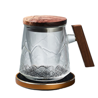 容山堂 浮雕海浪茶杯(600ml、雅金恒温底座)