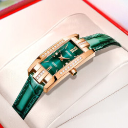 rosdn 劳士顿 手表女简约气质时尚女士手表品牌防水小绿表方形学生女