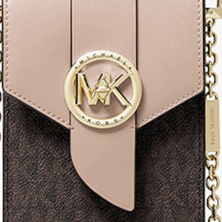 MICHAEL KORS 迈克·科尔斯 Charm系列 女士斜挎手机包 32S0G00C5B 棕色/柔粉色 小号
