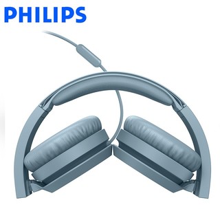 PHILIPS 飞利浦 头戴式耳机 TAH4105蓝（折叠单孔款）