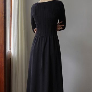 DUSHU 独束 女士中长款针织连衣裙 21DS4311 黑色 4XL