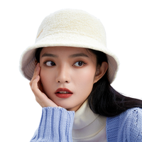 LENGKEORL 凌克 男女款泰迪绒渔夫帽 L324110120 本白米杏