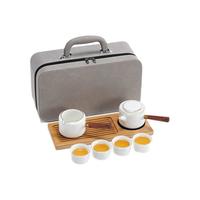 南山先生 白瓷系列 金铃侧把套装 茶具套装 小旅箱款 7件套 玉白