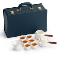 南山先生 白瓷系列 金铃侧把套装 茶具套装 小旅箱款 9件套