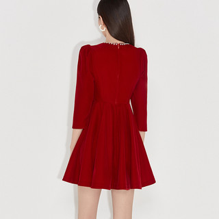 ochirly 欧时力 黑标系列 女士短款连衣裙 1NH4084970 大红 XS