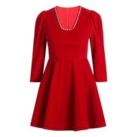 ochirly 欧时力 黑标系列 女士短款连衣裙 1NH4084970 大红 M